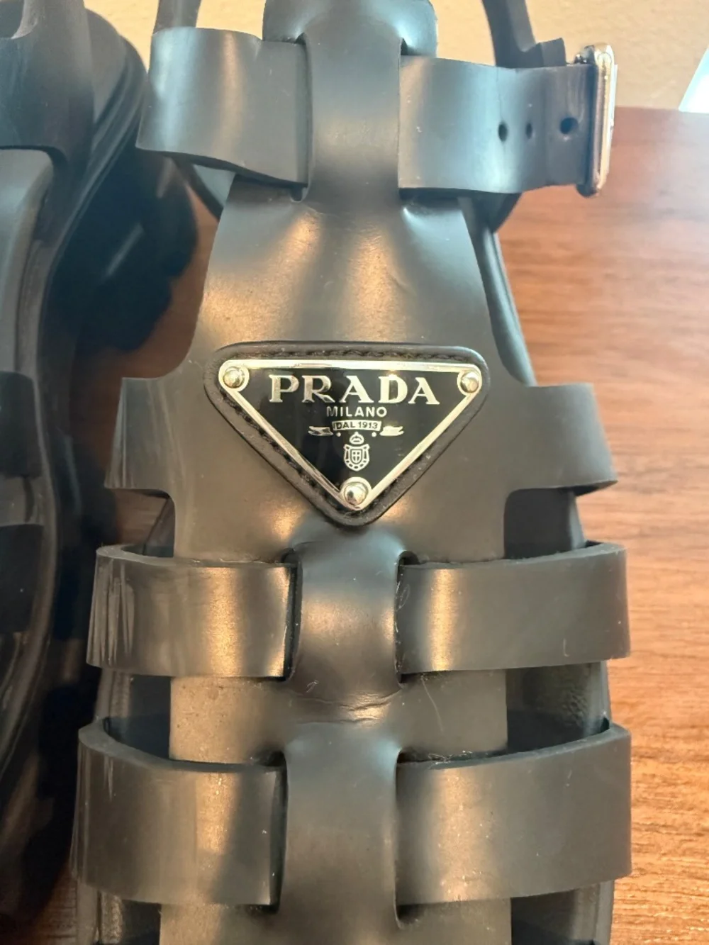 Prada Monolith Rubber Fisherman Sandals Black Women’s Size 11 (EU 41)